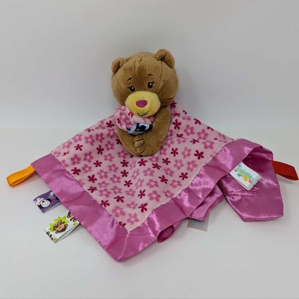 Taggies Lovey Teddy Bear Pink Baby Security Blanket Plush